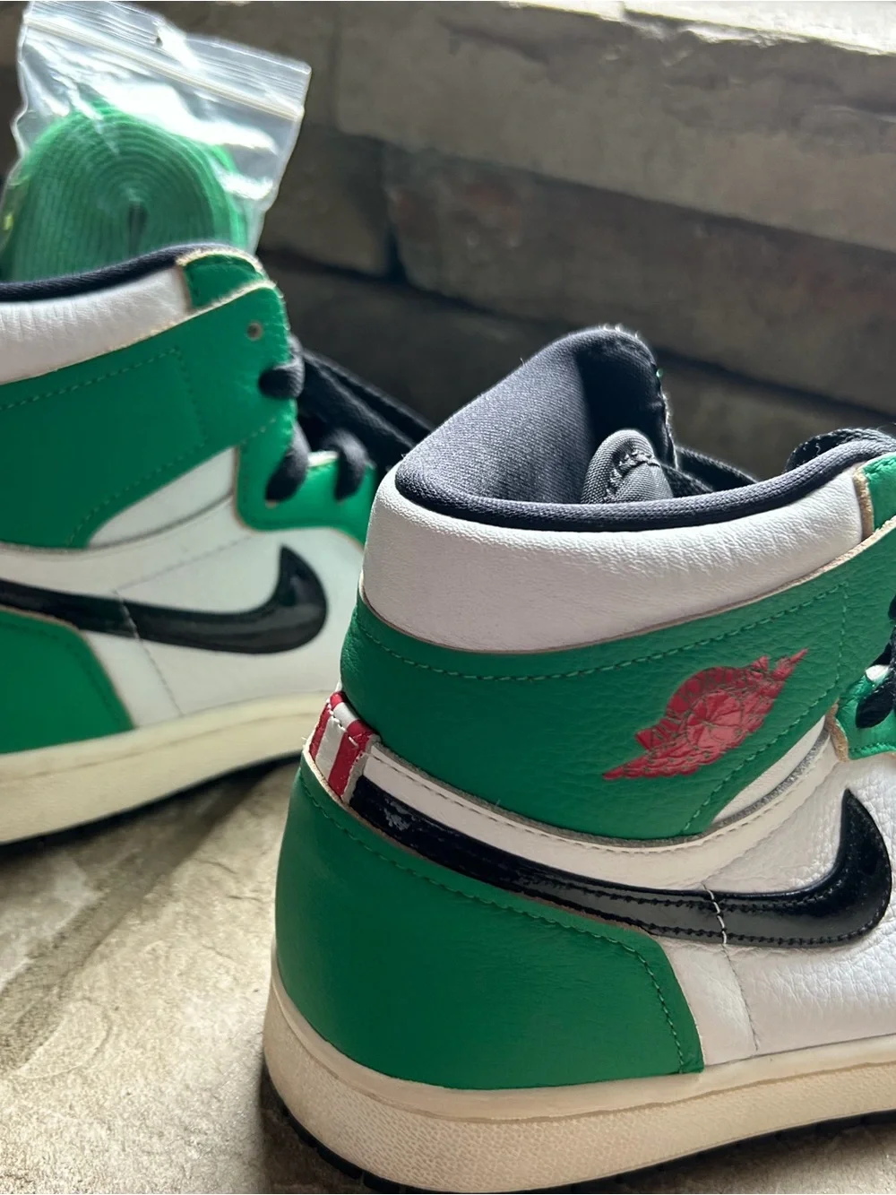 Nike Air High-Top Sneakers in Green, White & Black